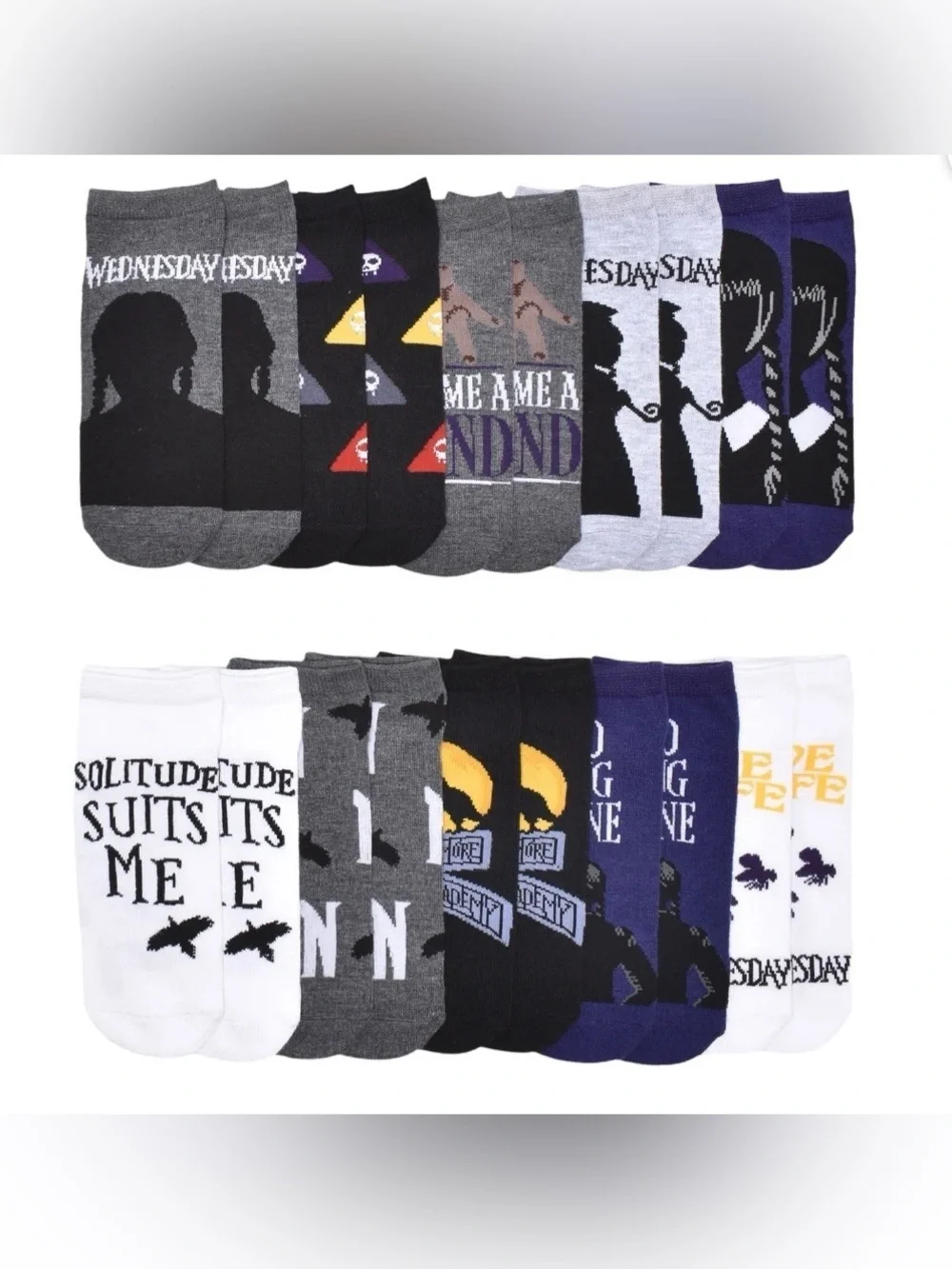 Wednesday Womens 10-Pack Low-Cut Socks, Sock Size 9-11